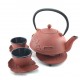 Orange Cast Iron tea set